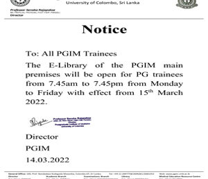 PGIM E-Library opening hours are extended