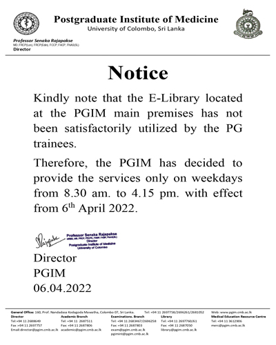 E-Library located at the PGIM main premises…..