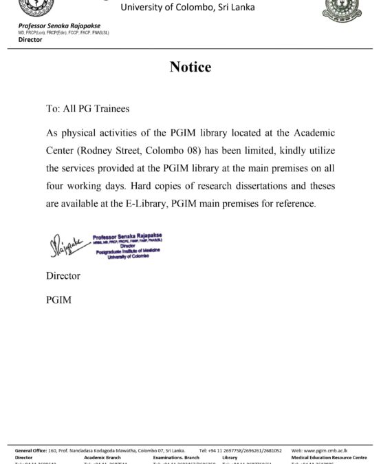 Notice to all PG Trainees
