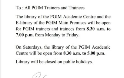 Notice to all PG Trainees