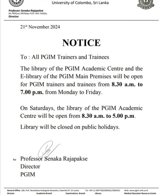 Notice to all PG Trainees