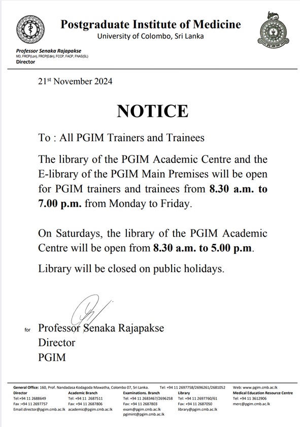 Notice to all PG Trainees